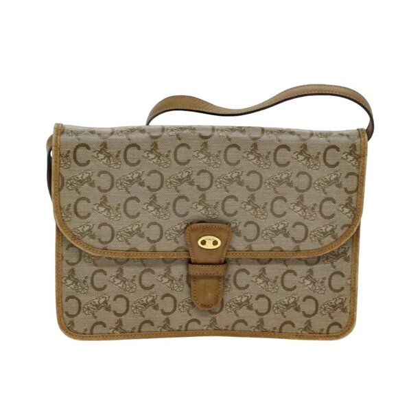 CELINE C Macadam Canvas Shoulder Bag Beige Auth - Picture 3 of 16